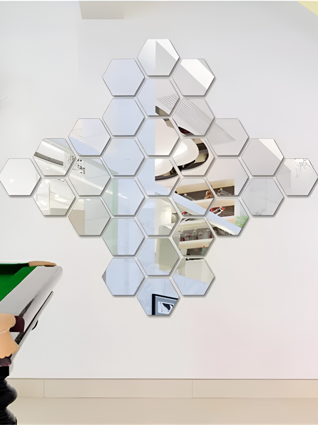 WALLWEAR Grey 31-Pieces Self-Adhesive Hexagon Shaped Decals and Stickers
