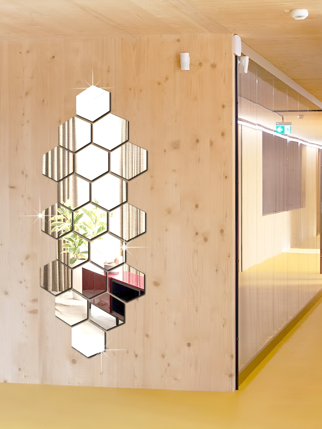 WALLWEAR Grey 19 Pieces Self-Adhesive Hexagon Shaped Wall Decals and Stickers