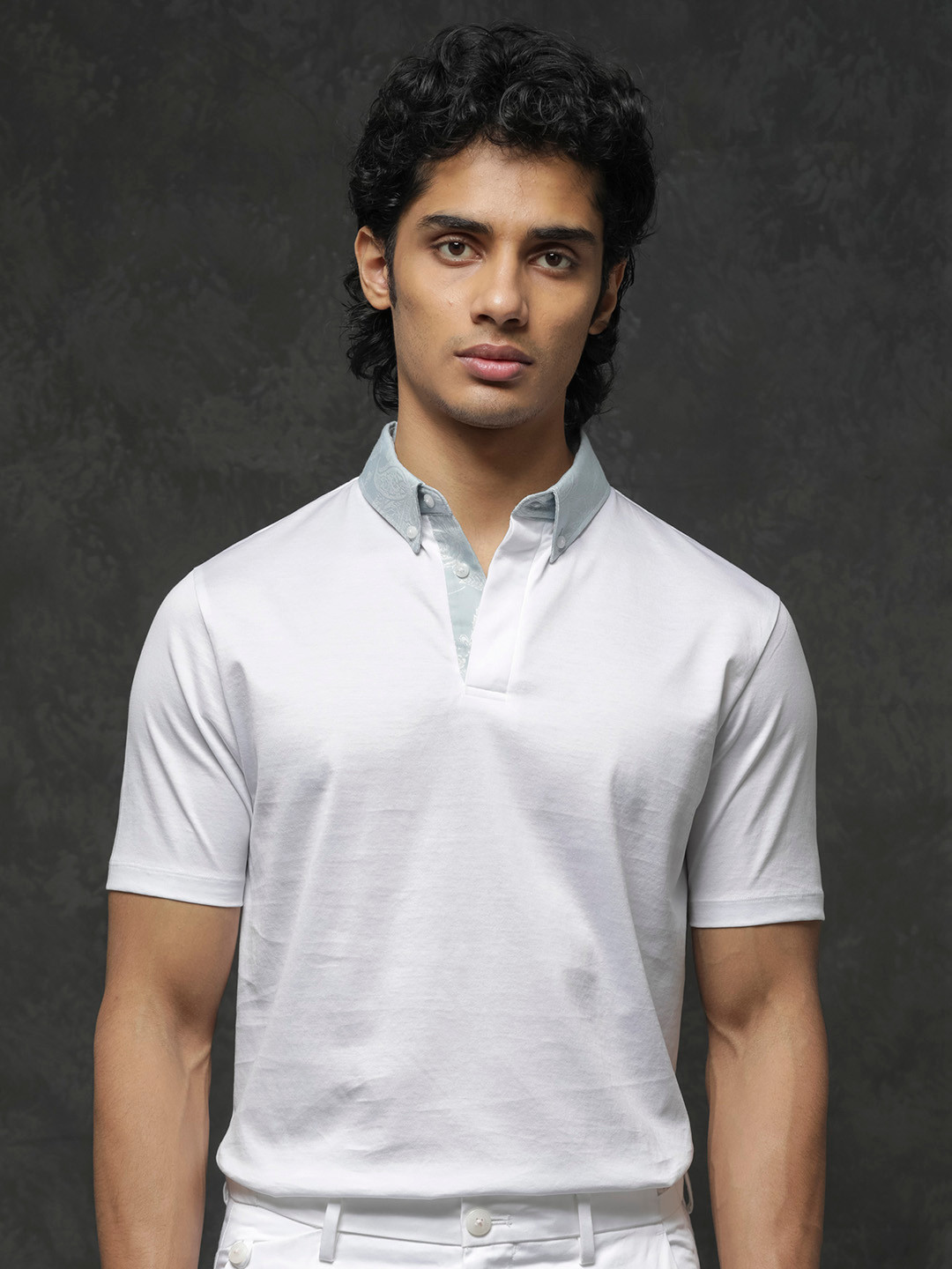 RARE RABBIT Men Clarance Polo Collar Cotton Slim Fit T-Shirt