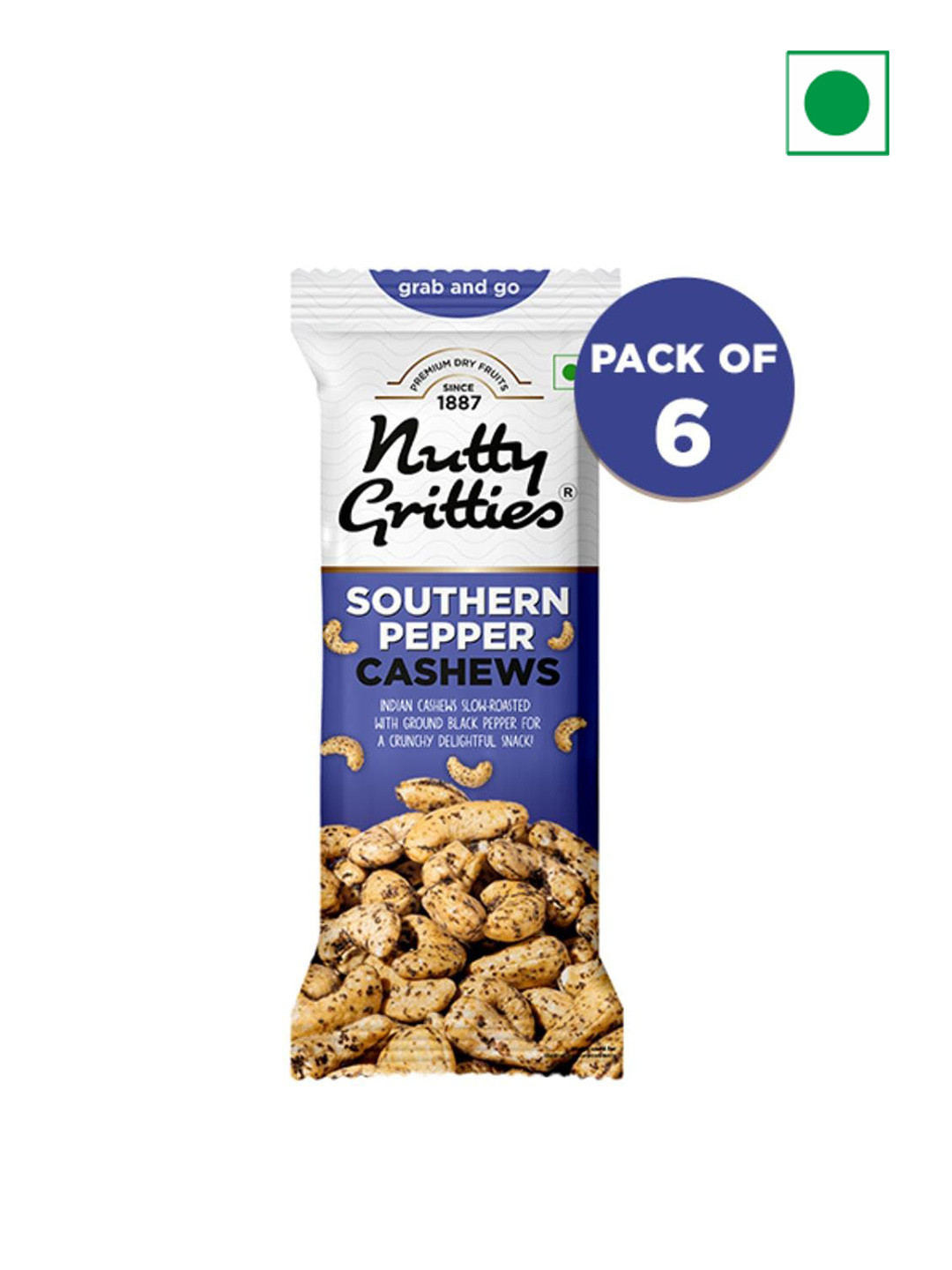 Nutty Gritties Set Of 6 Pepper Cashews 40 Gms Each