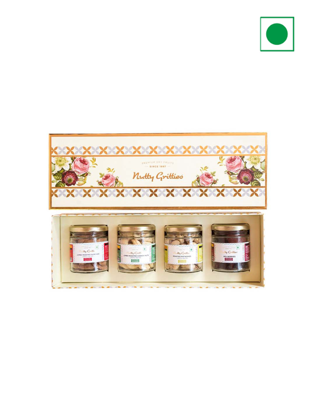 Nutty Gritties Set Of 4 Roasted Almonds Cashews Pistachios & Mix Berries Gift Box 400g