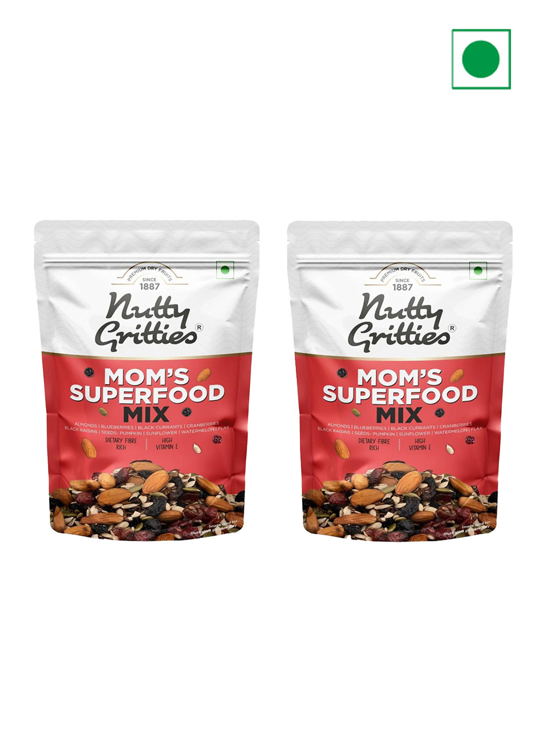 Nutty Gritties Set of 2 Mom's Superfood Mix Roasted Seeds Berries and Nuts Mix- 200Gm Each