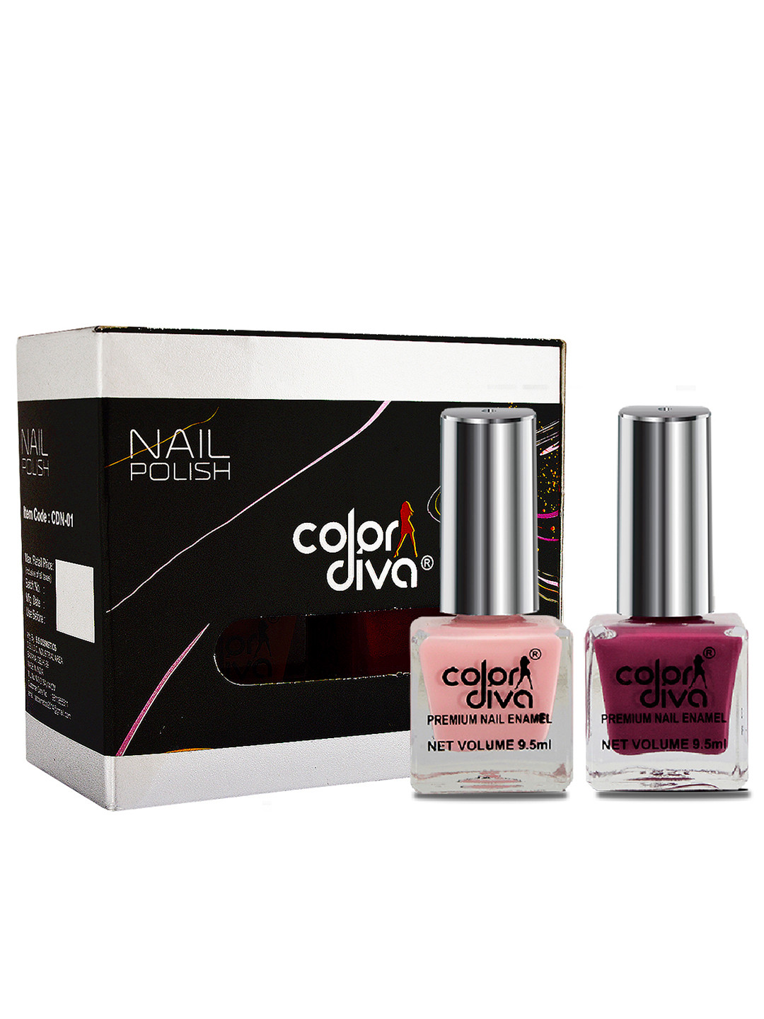 Adbeni Set of 2 Color Diva High Shine Nail Polish 9.5ml Each - Baby Pink - Mauve