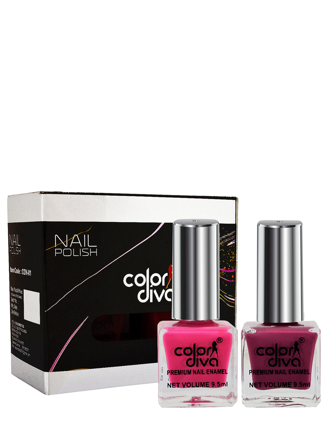Adbeni Set of 2 Color Diva High Shine Nail Polish 9.5ml Each - Pink-Mauve