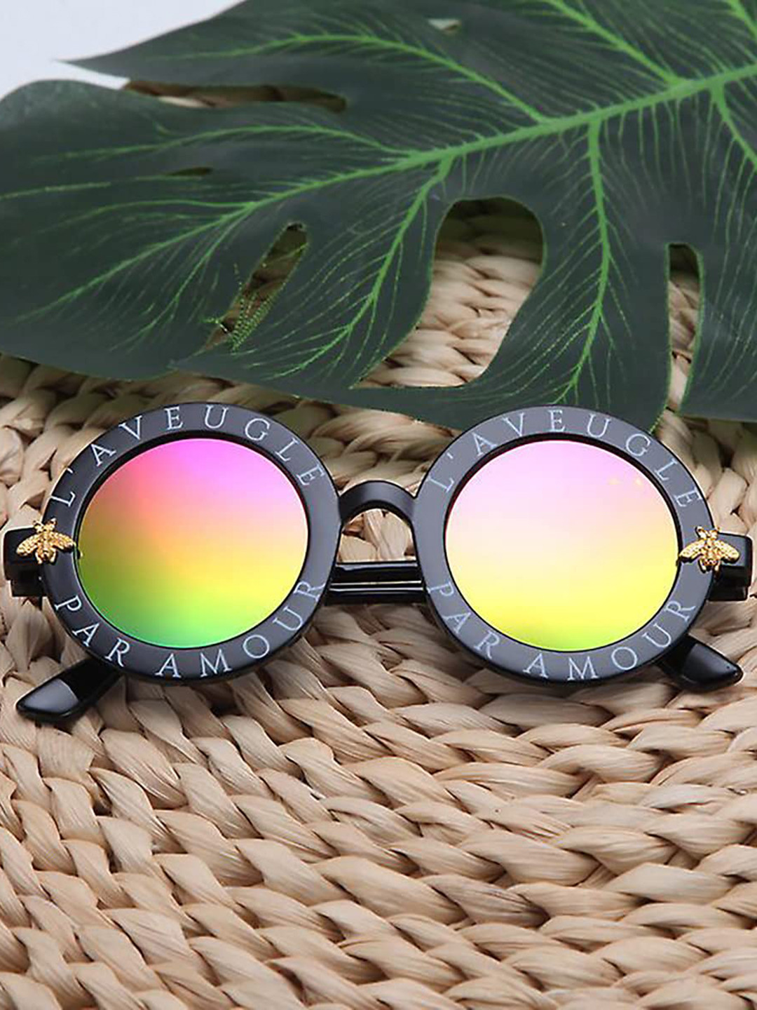 SYGA Kids Round Sunglasses with UV Protected Lens Goggles-paramour-Black&Colourful