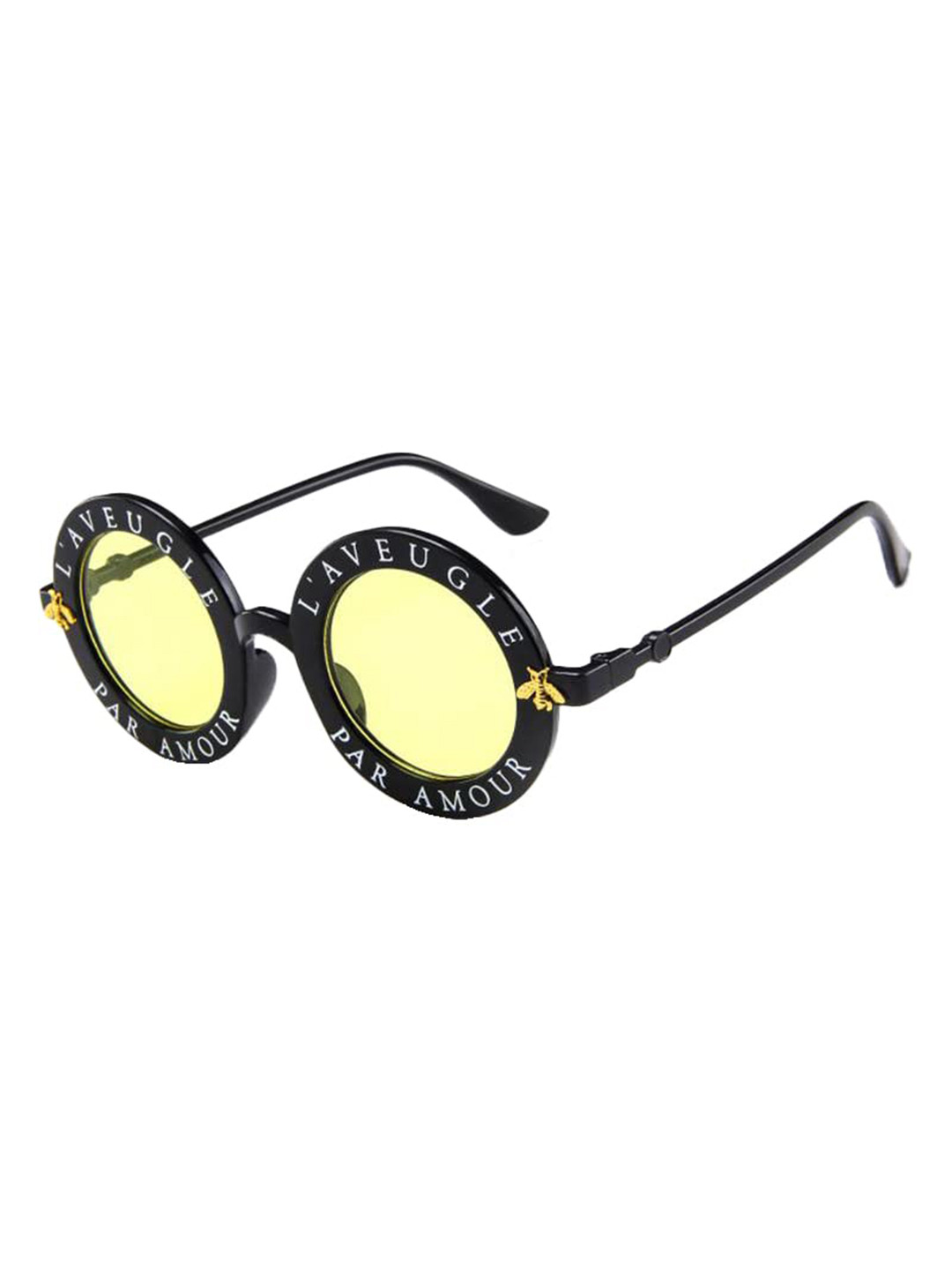 SYGA Kids Round Sunglasses with UV Protected Lens Goggles-paramour-Black&Yellow