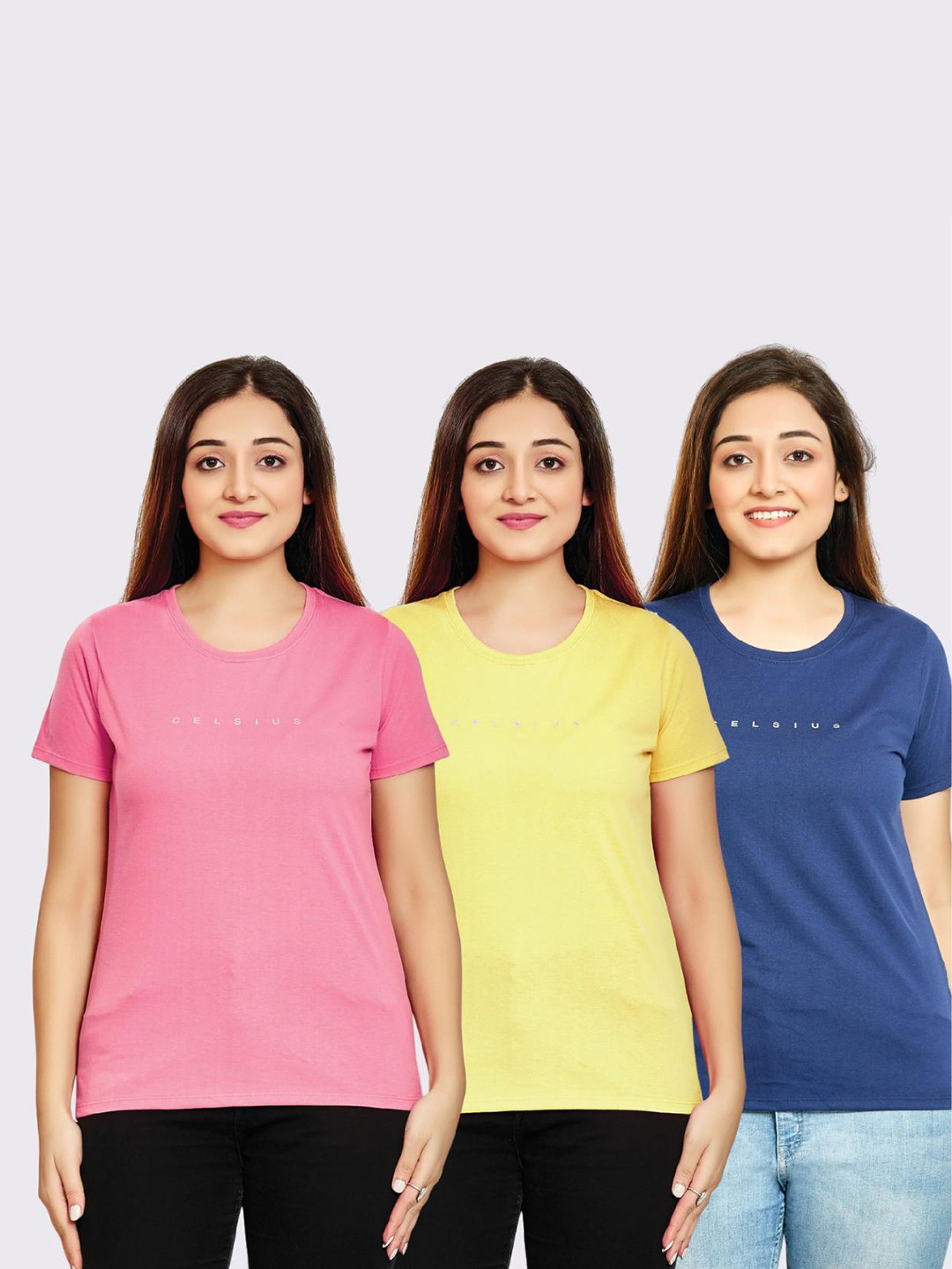 CELSIUS Pack of 3 Round Neck Short Sleeves T-shirts