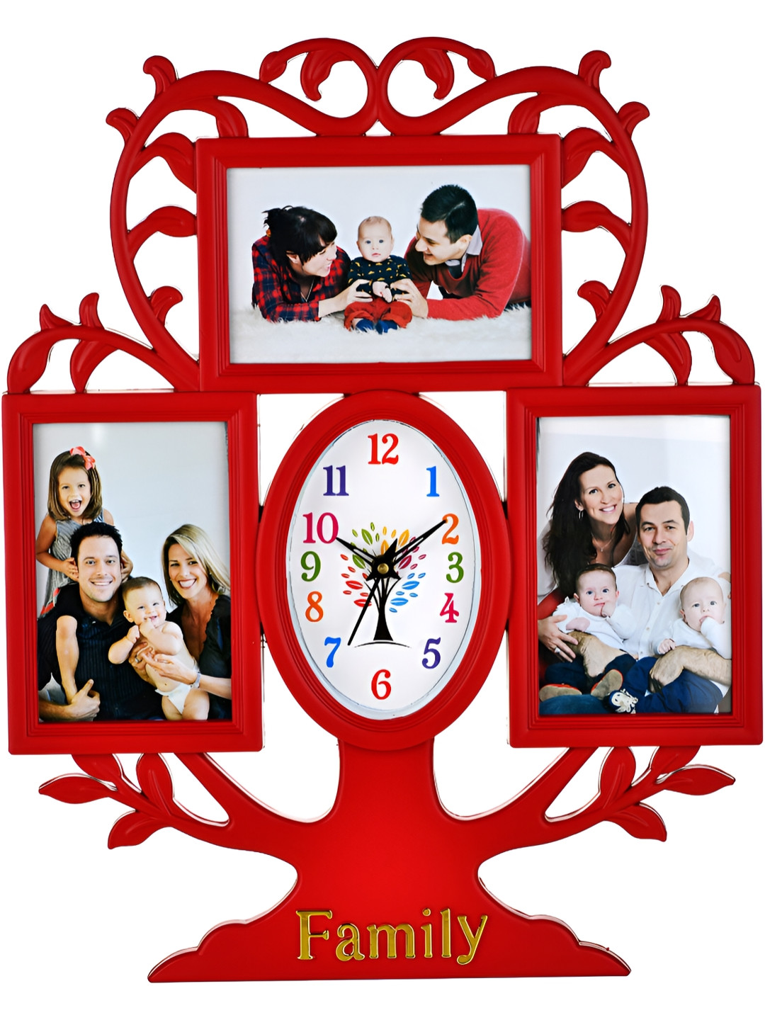 Attractionz Red Oval Contemporary Acrylic Wall Clock