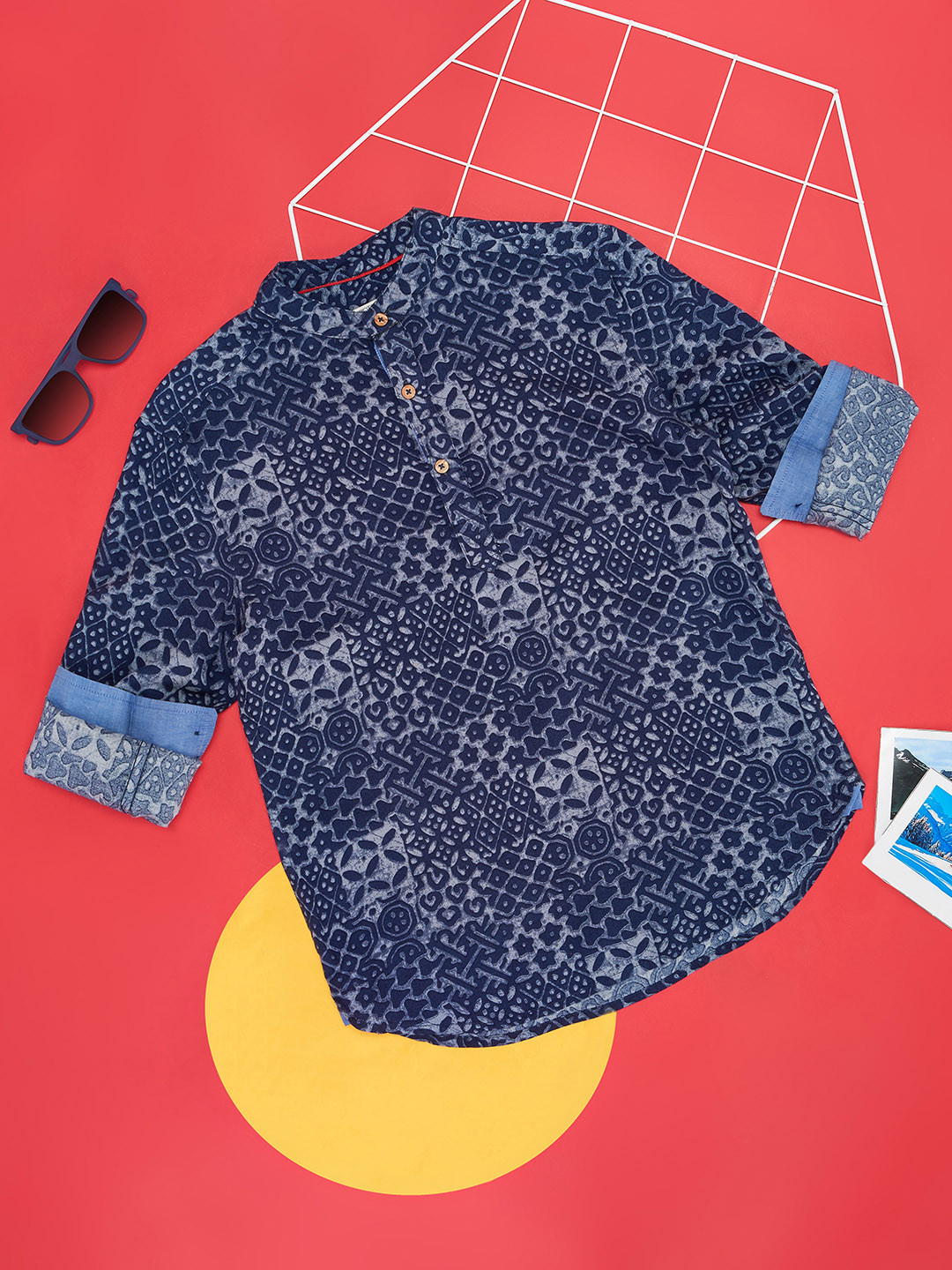Pantaloons Junior Boys Spread Collar Long Sleeves Printed Casual Cotton Regular Fit Shirt