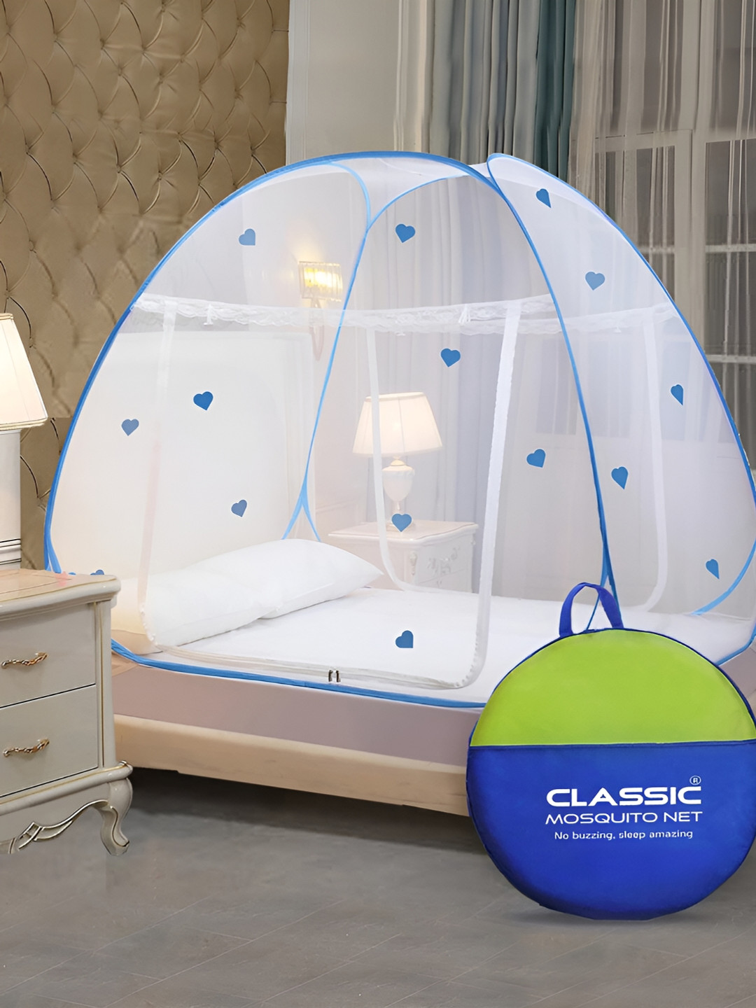 Classic Mosquito Net Blue & White Queen Size Tent Mosquito Net