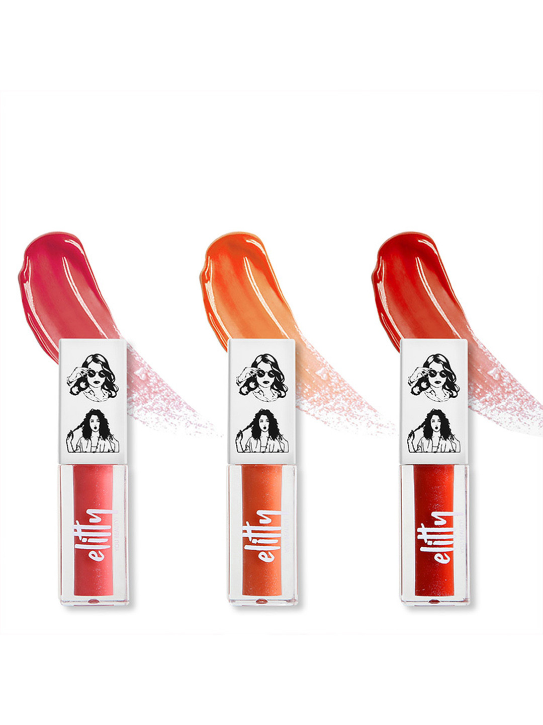 Elitty Set of 3 Junkie High Shine Long Lasting Lip Gloss with Witch Hazel - 4 ml each