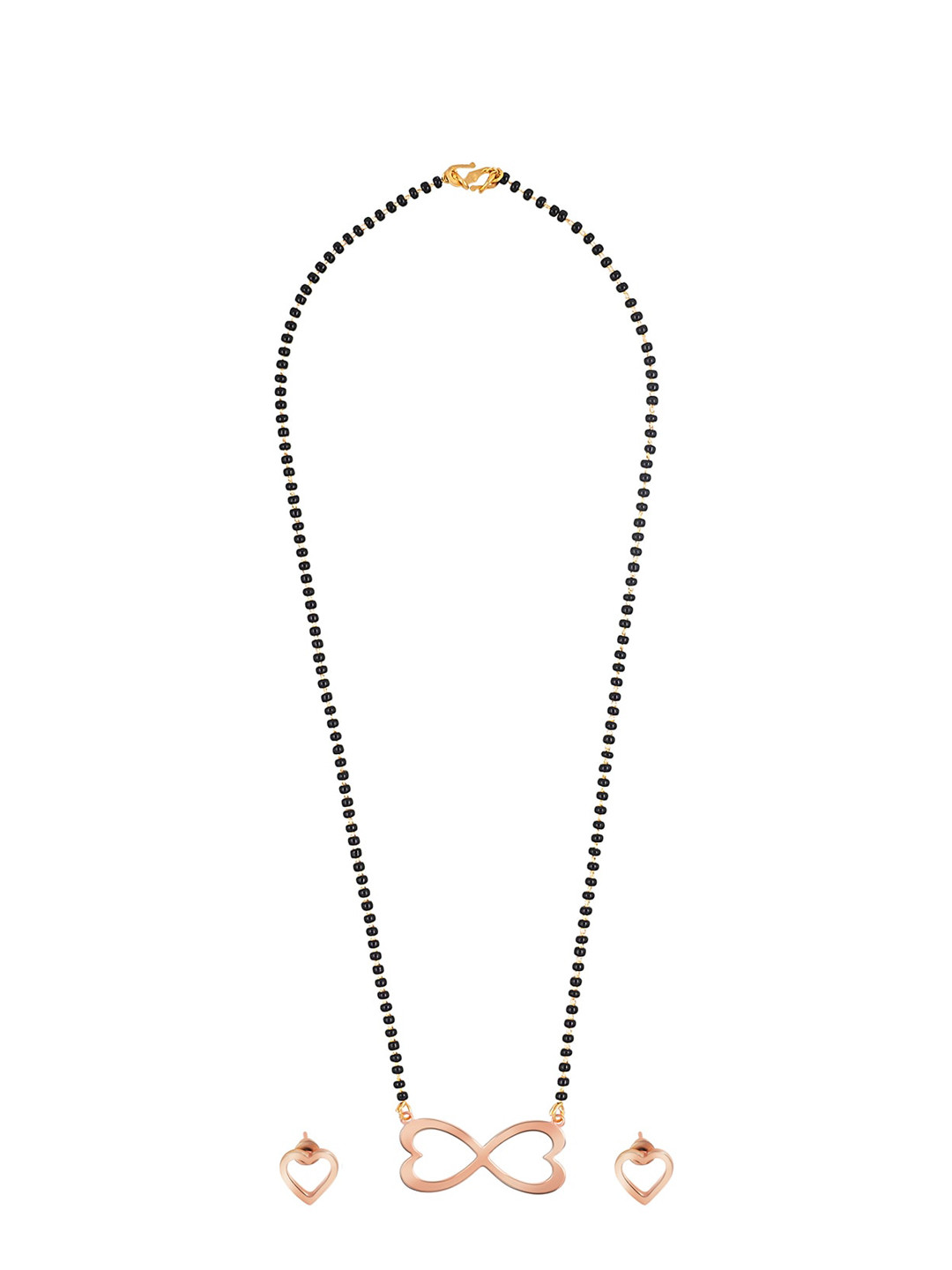 Shining Jewel - By Shivansh Rose Gold-plated Infinity Love Pendant Jewellery Set