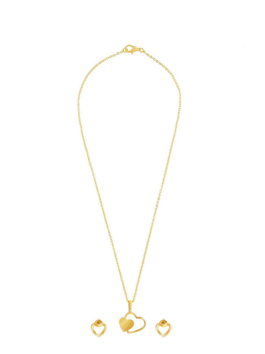 Shining Jewel - By Shivansh Gold-plated Double Heart Lock Jewellery Set