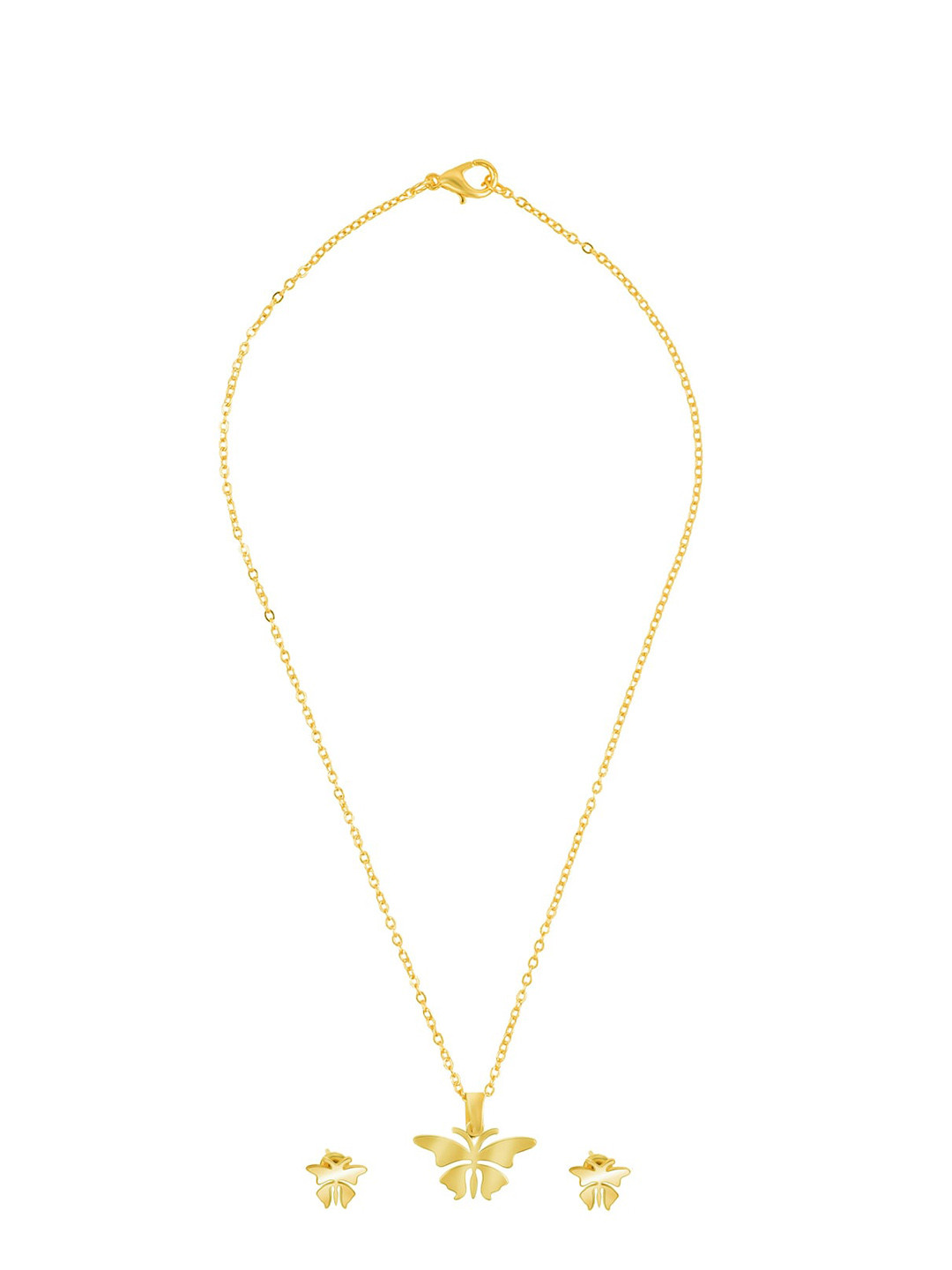 Shining Jewel - By Shivansh Gold-plated Butterfly Pendant Locket Jewellery Set