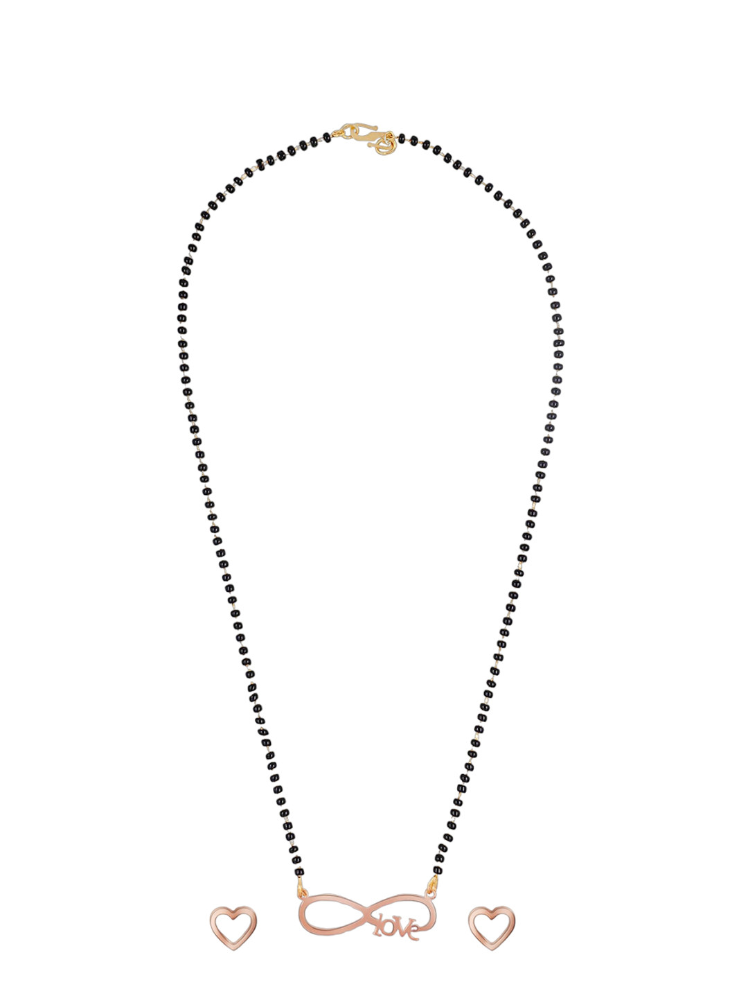 Shining Jewel - By Shivansh Rose Gold-Plated Beaded Infinity Love Pendant Jewellery Set