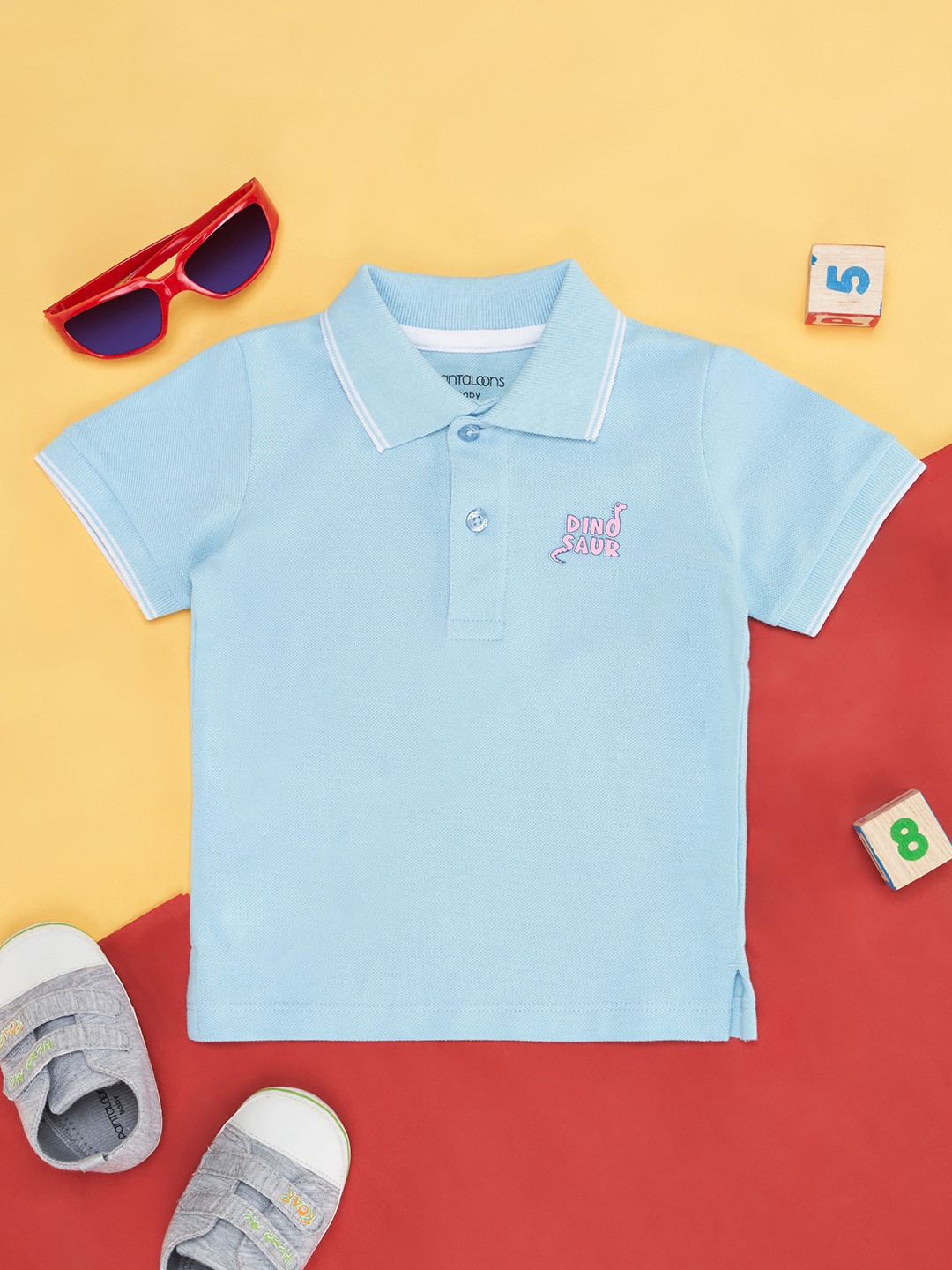 Pantaloons Baby Boys Polo Collar Short Sleeves Cotton T-shirt