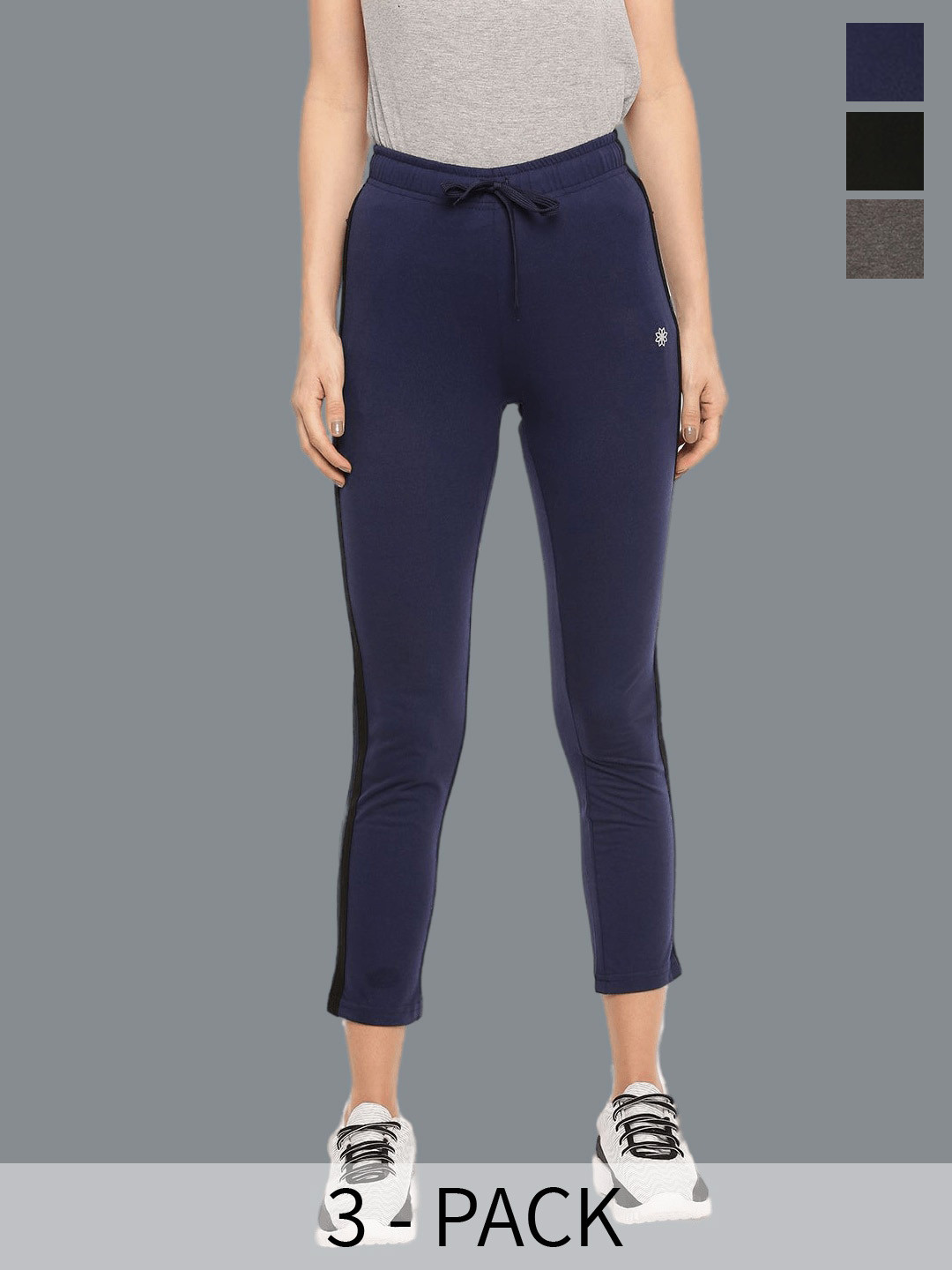 Dollar Missy Women Pack Of 3 Combed Cotton Super Soft Track Pants With Both Side Pocket