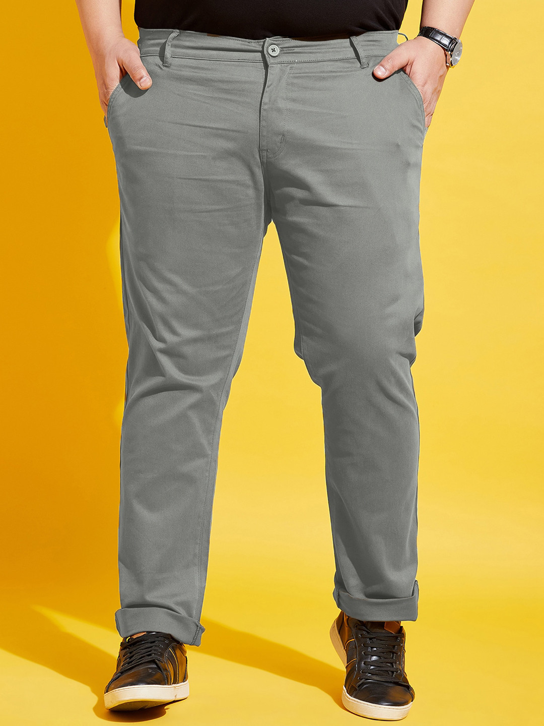 bigbanana Men Chinos Low-Rise Cotton Trousers
