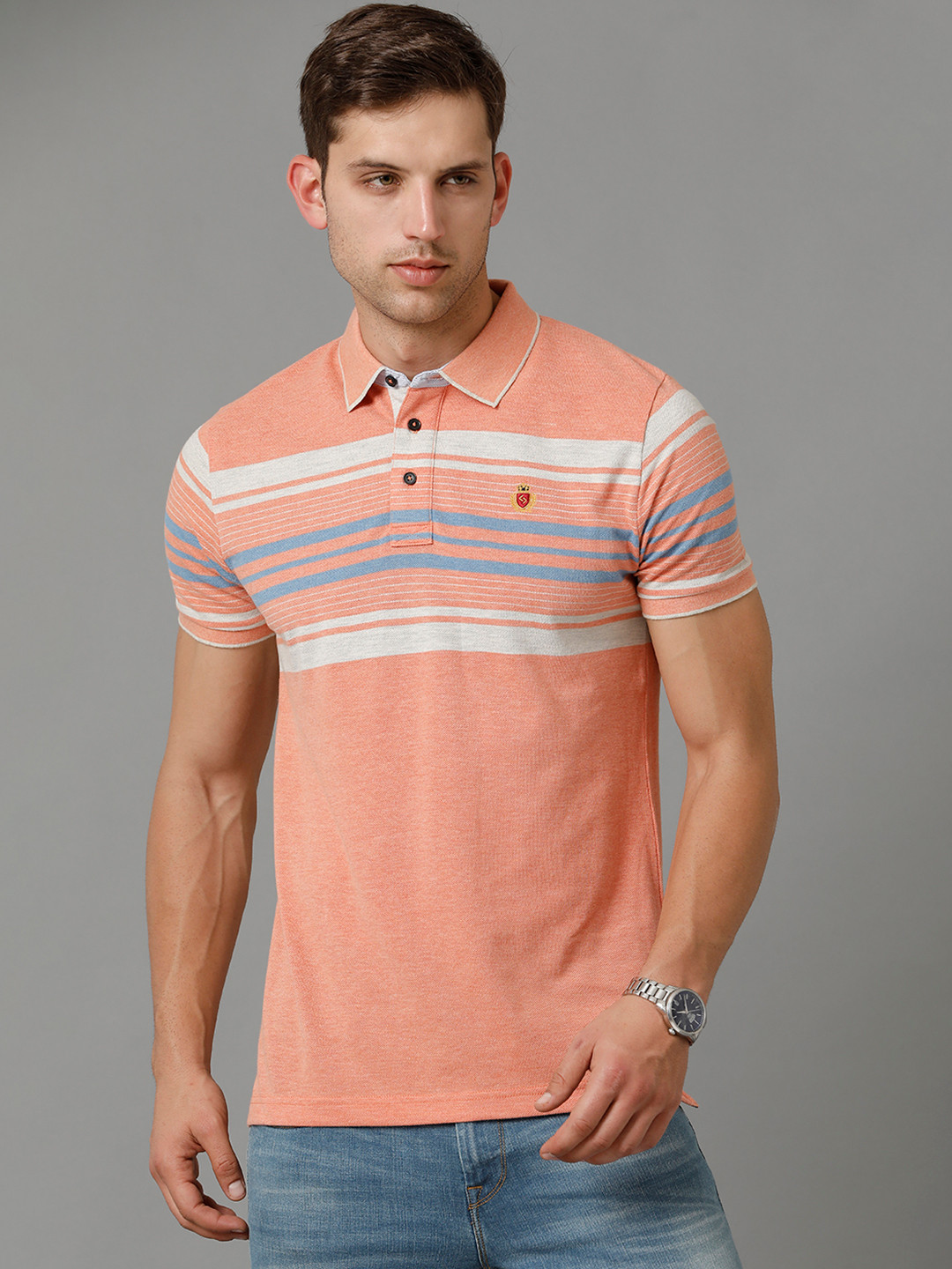 Classic Polo Striped Polo Collar Slim Fit T-shirt