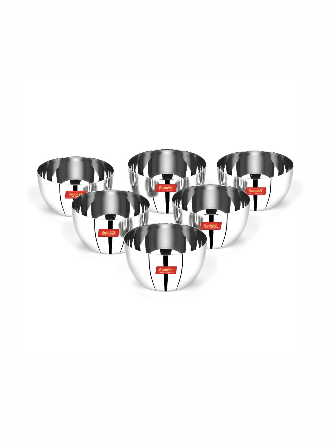 Sumeet Steel-Toned 6 Pieces Stainless Steel Easy to Clean Dip Bowls 300 ml Each