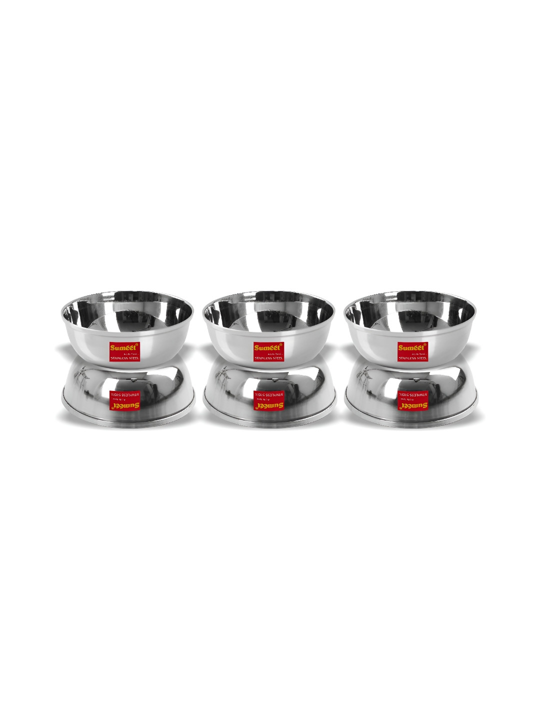 Sumeet Steel-Toned 6 Pieces Stainless Steel Easy to Clean Dip Bowls 350 ml Each