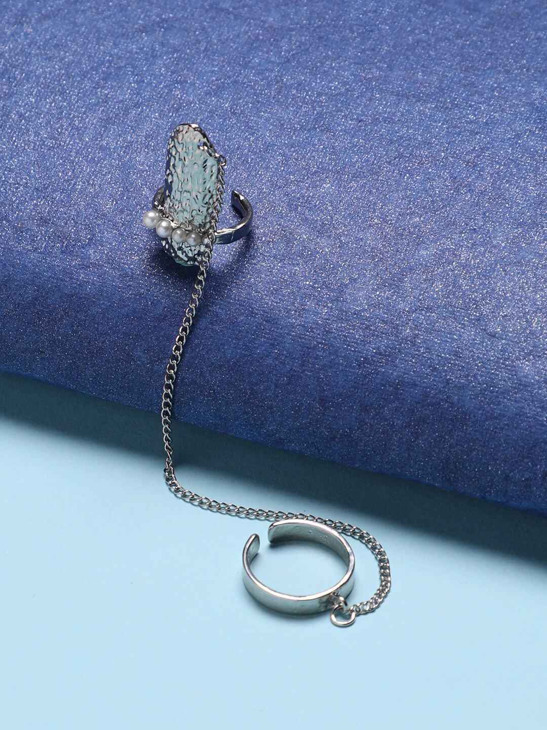 SOHI Silver-Plated Dented Wrap Nail Ring - Chalice Silver