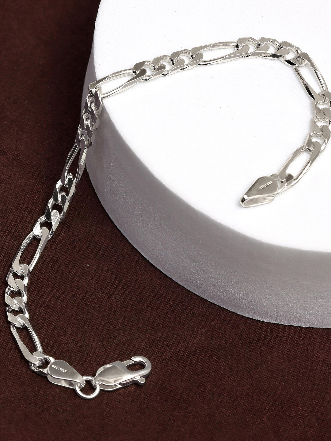LeCalla Men Silver Plated 925 Sterling Silver Link Bracelet