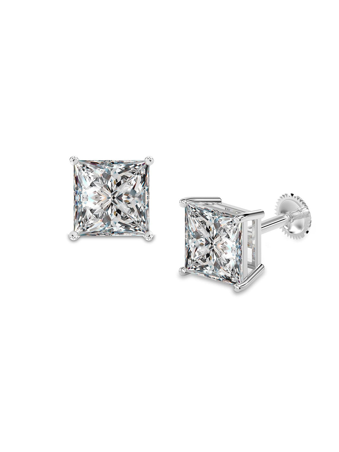 LeCalla Silver Plated Sterling Silver Square Studs Earrings