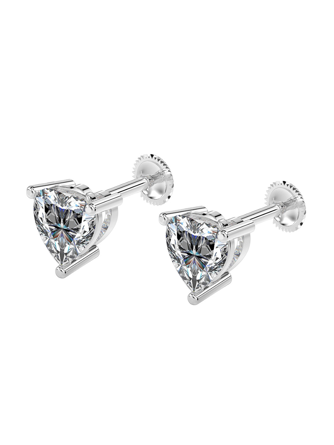 LeCalla Silver Plated Sterling Silver Heart Shaped Studs Earrings
