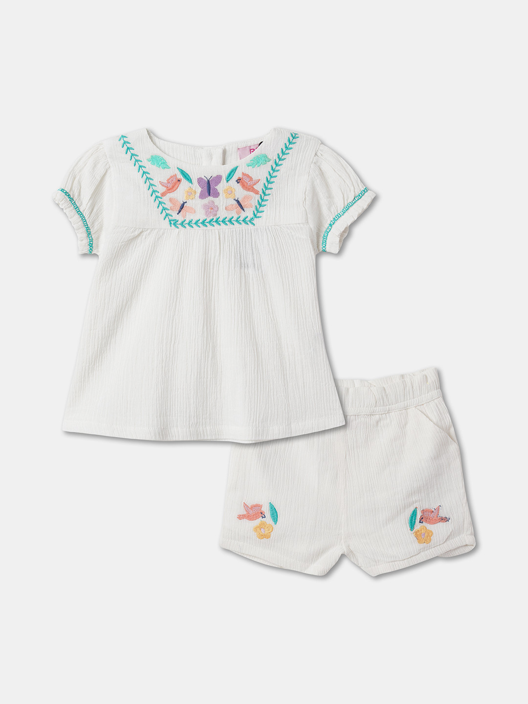 R&B Girls Embroidered Top with Shorts