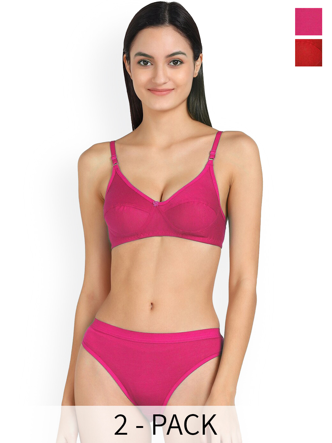 PIBU Pack Of 2 Mid-Rise Cotton Lingerie Set PI_RuCi Set2