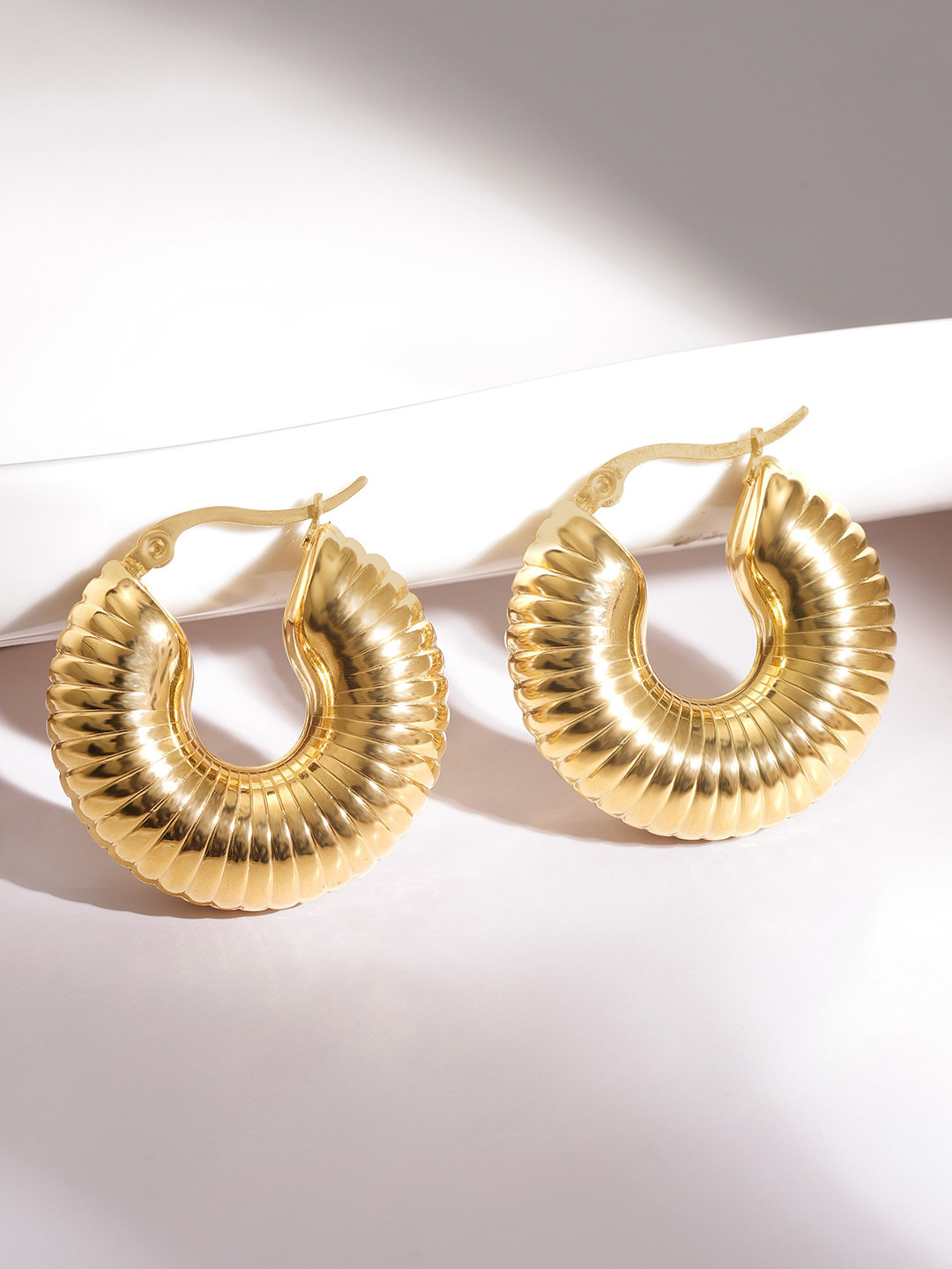 Rubans Voguish 18k Gold Plated Stainless Steel Tarnish Free Demi-Fine Hoop Earrings