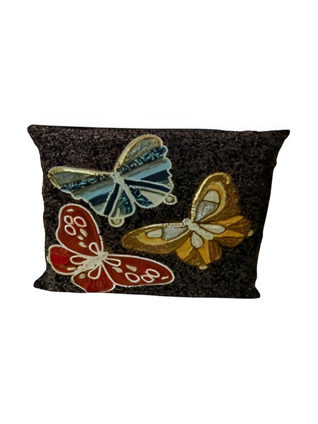 PURINA'S Black Conversational Polyester Silk Durable Zari Rectangle Cushion Cover -16x16In