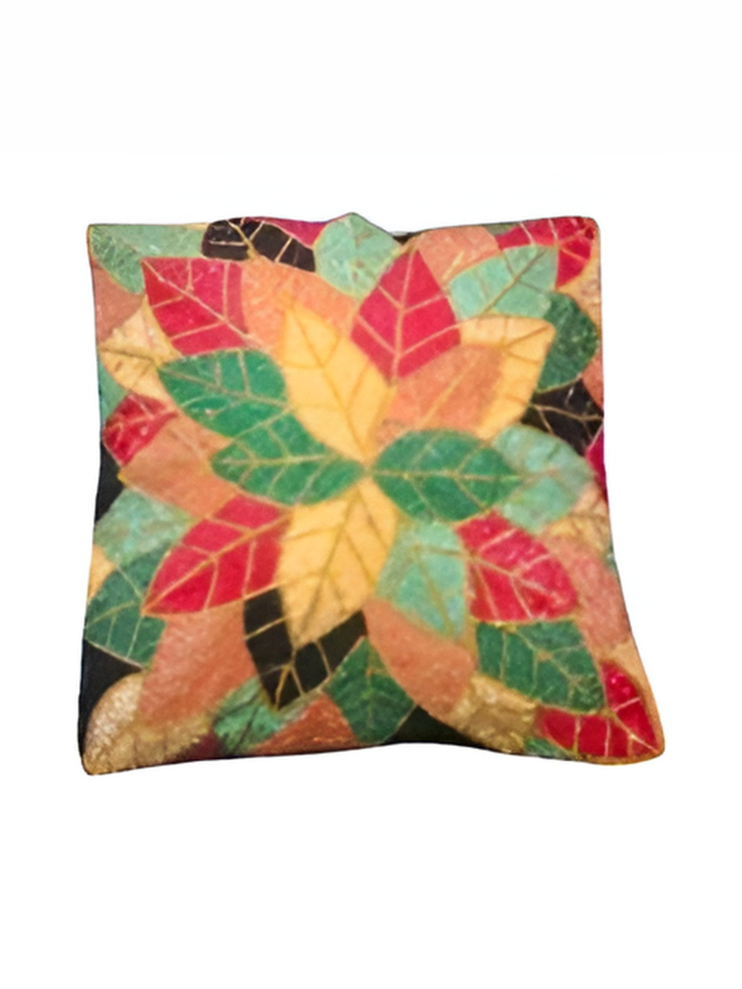 PURINA'S Red & Green Embroidered Square Cushion Cover