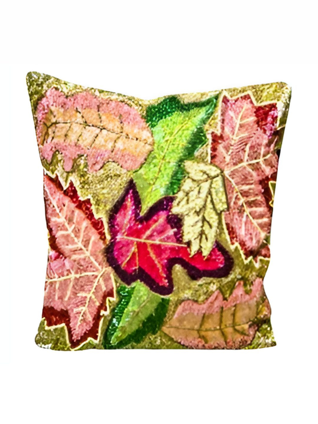 PURINA'S Green & Pink Embroidered Square Cushion Covers