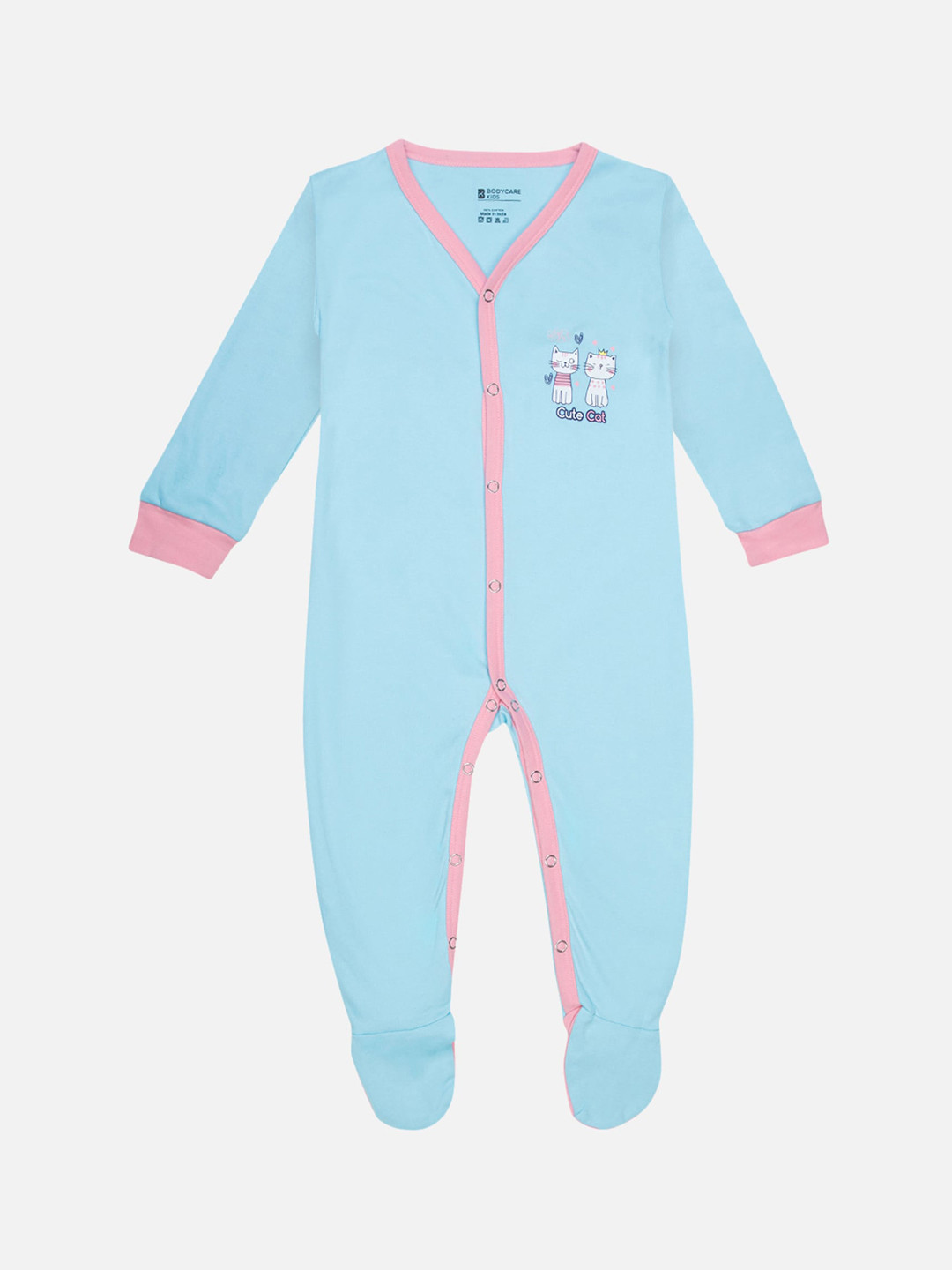 Bodycare Kids-Unisex Infants Cute Cat Printed Sleepsuit