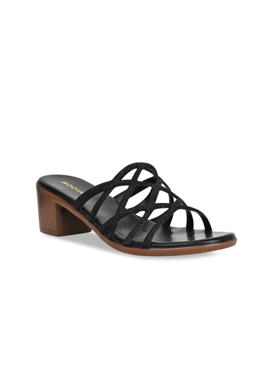 Rocia Open Toe Textured Block Heels
