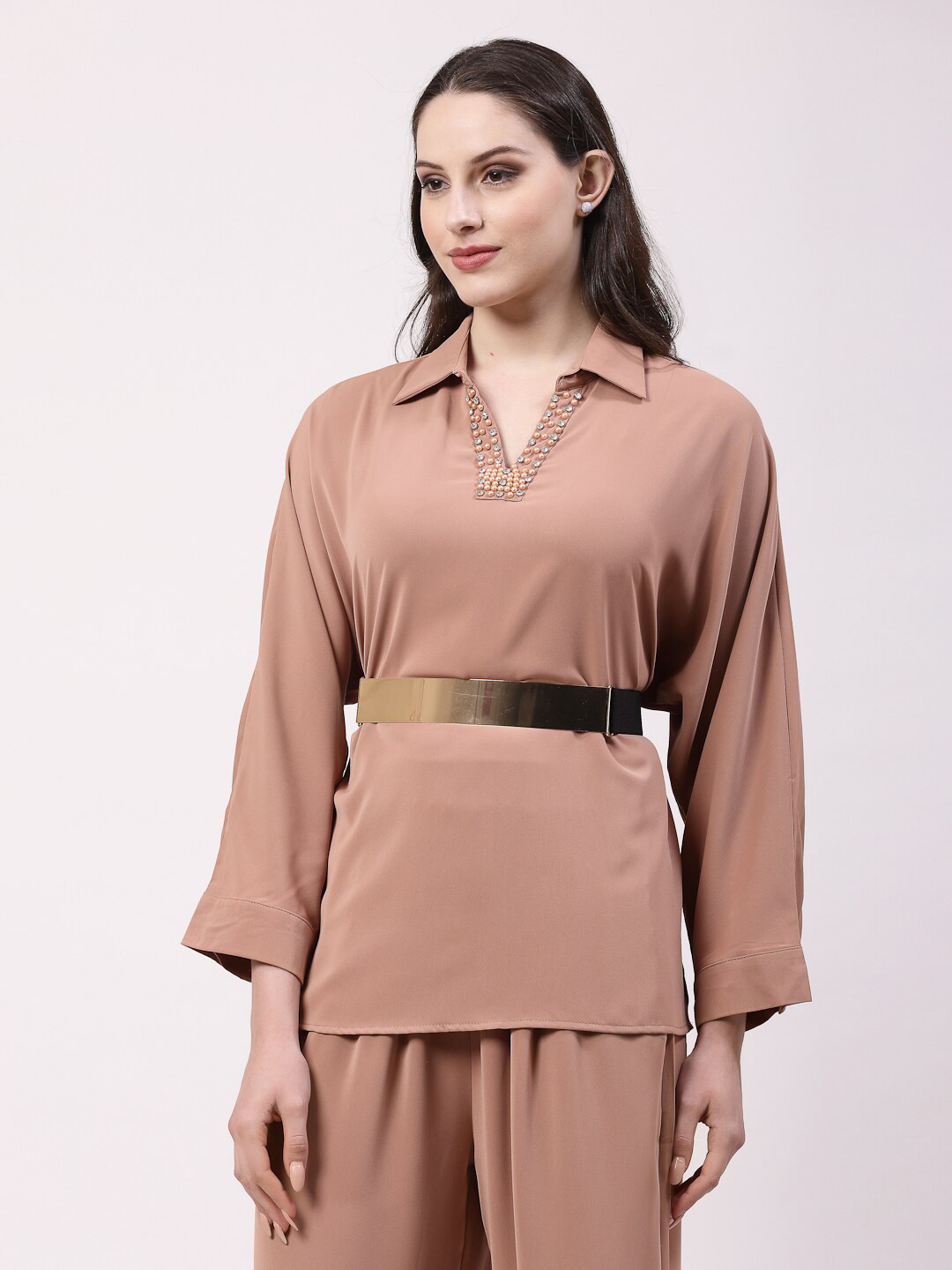 NVR Women Gold Plated Adjustable Broad Belt