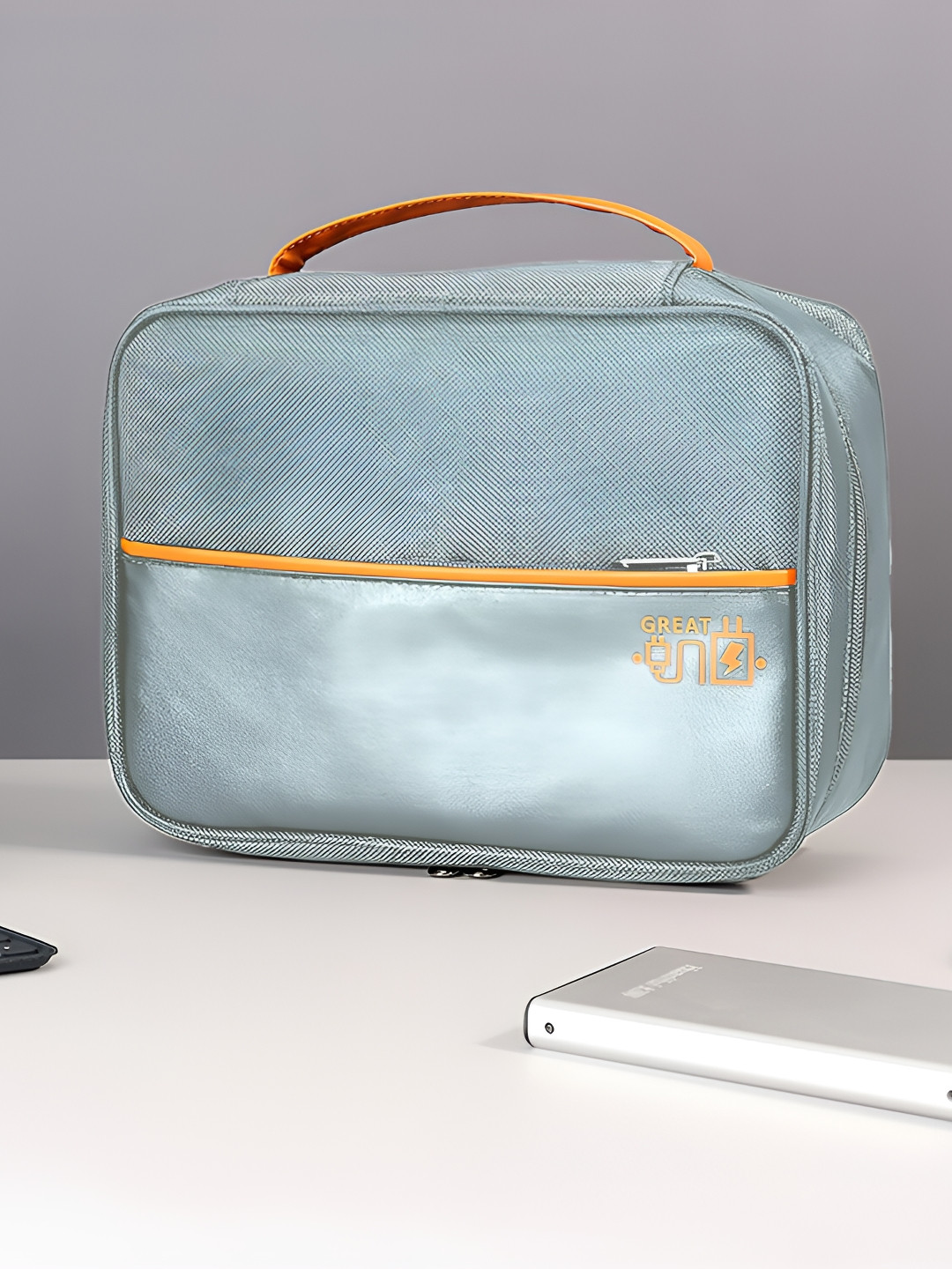 Cortina Grey & Yellow Electronics Accessories Travel Organizer Bag