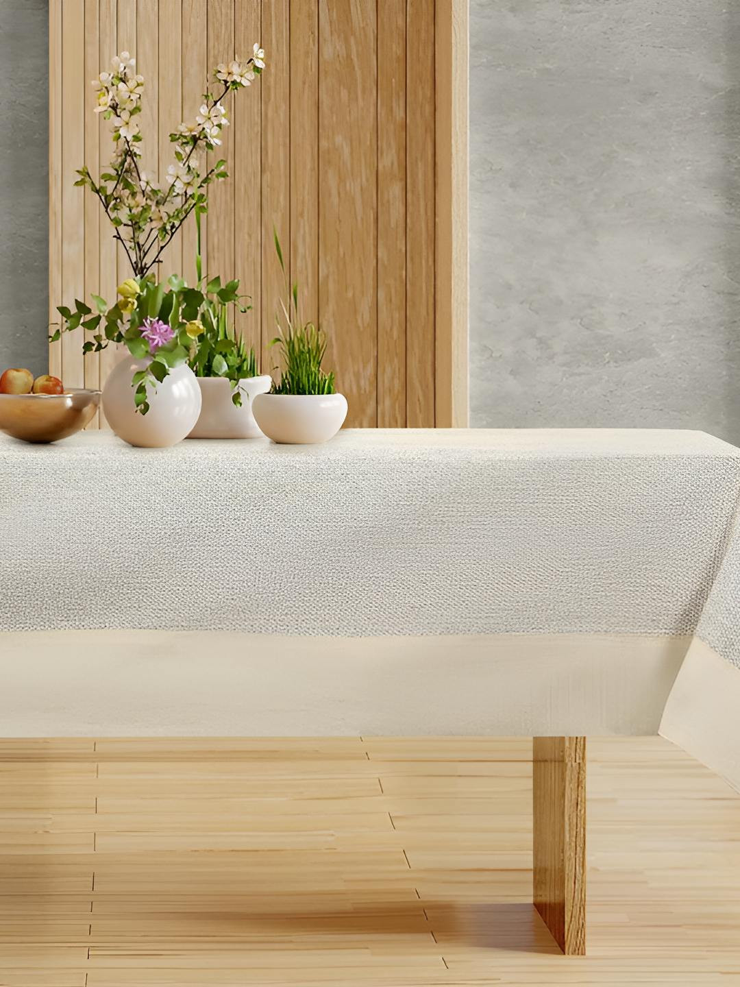 CASA-NEST Off White Cotton 4 Seater Table Cover