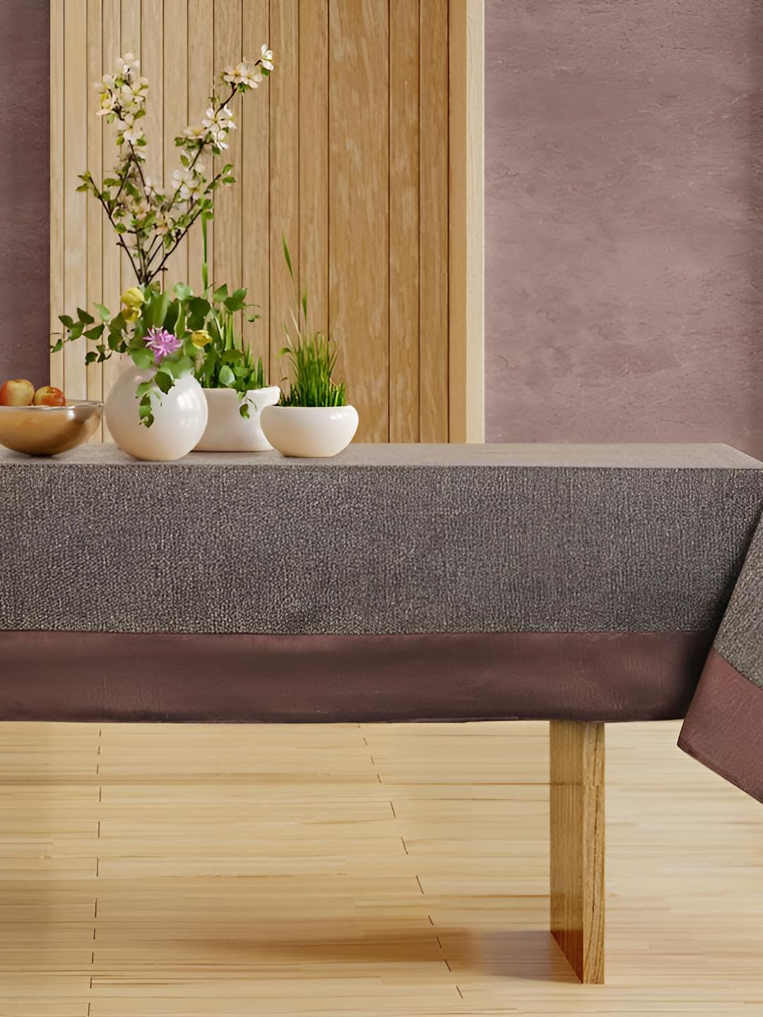 CASA-NEST Brown Cotton 4 Seater Table Cover