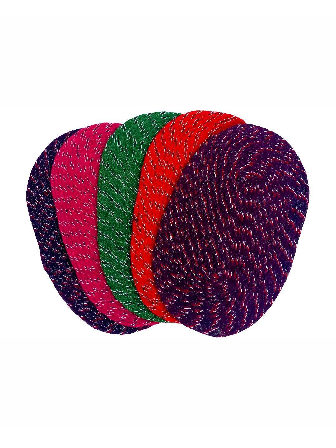 Supreme Home Collective Red & Green 5 Pieces Textured Cotton Anti Skid Doormats