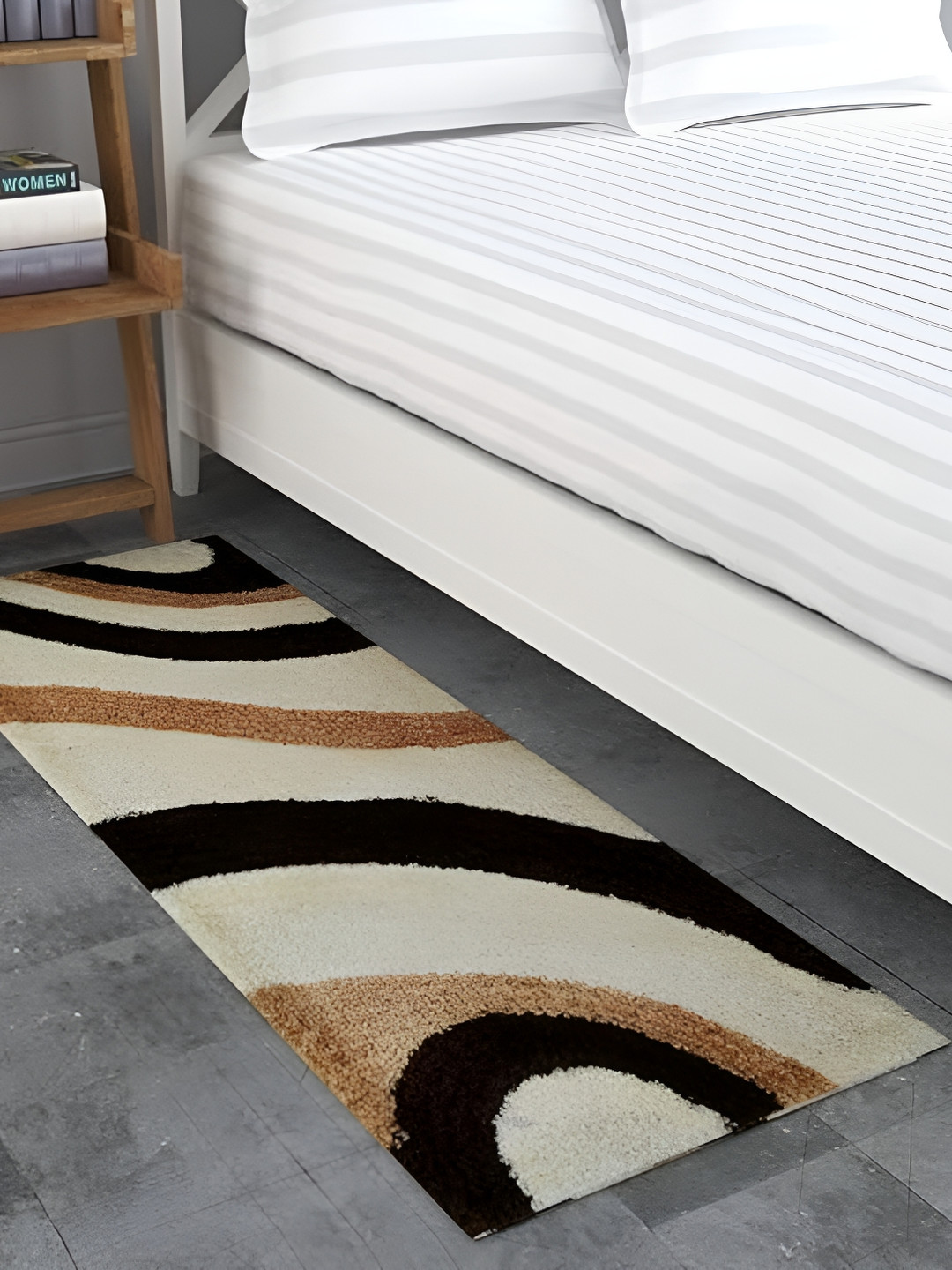 Shopgallery Cream-colored & Brown Geometric Strong & Durable Backing Floor Runner