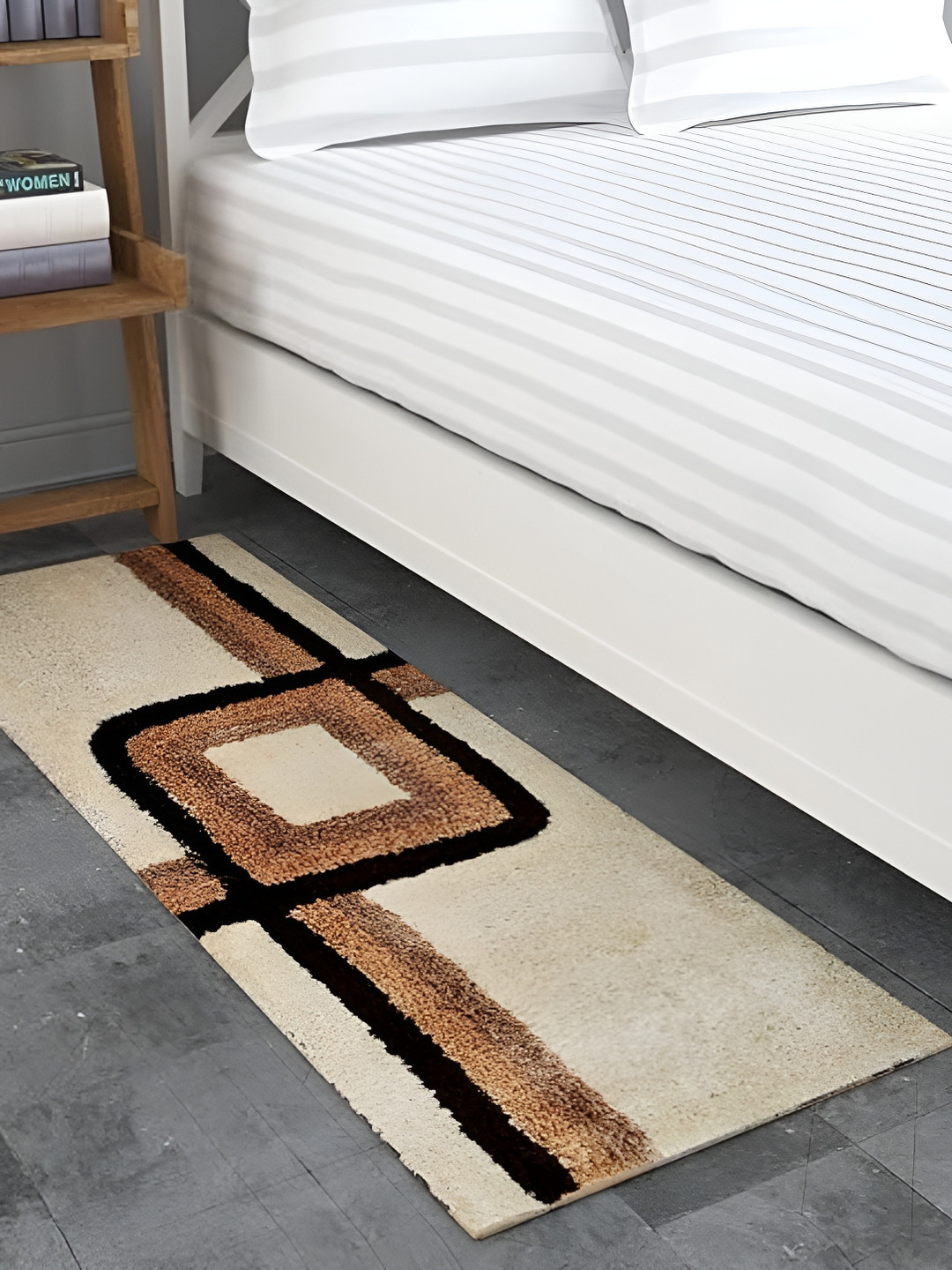 Shopgallery Brown & Beige Geometric Strong & Durable Backing Floor Runner