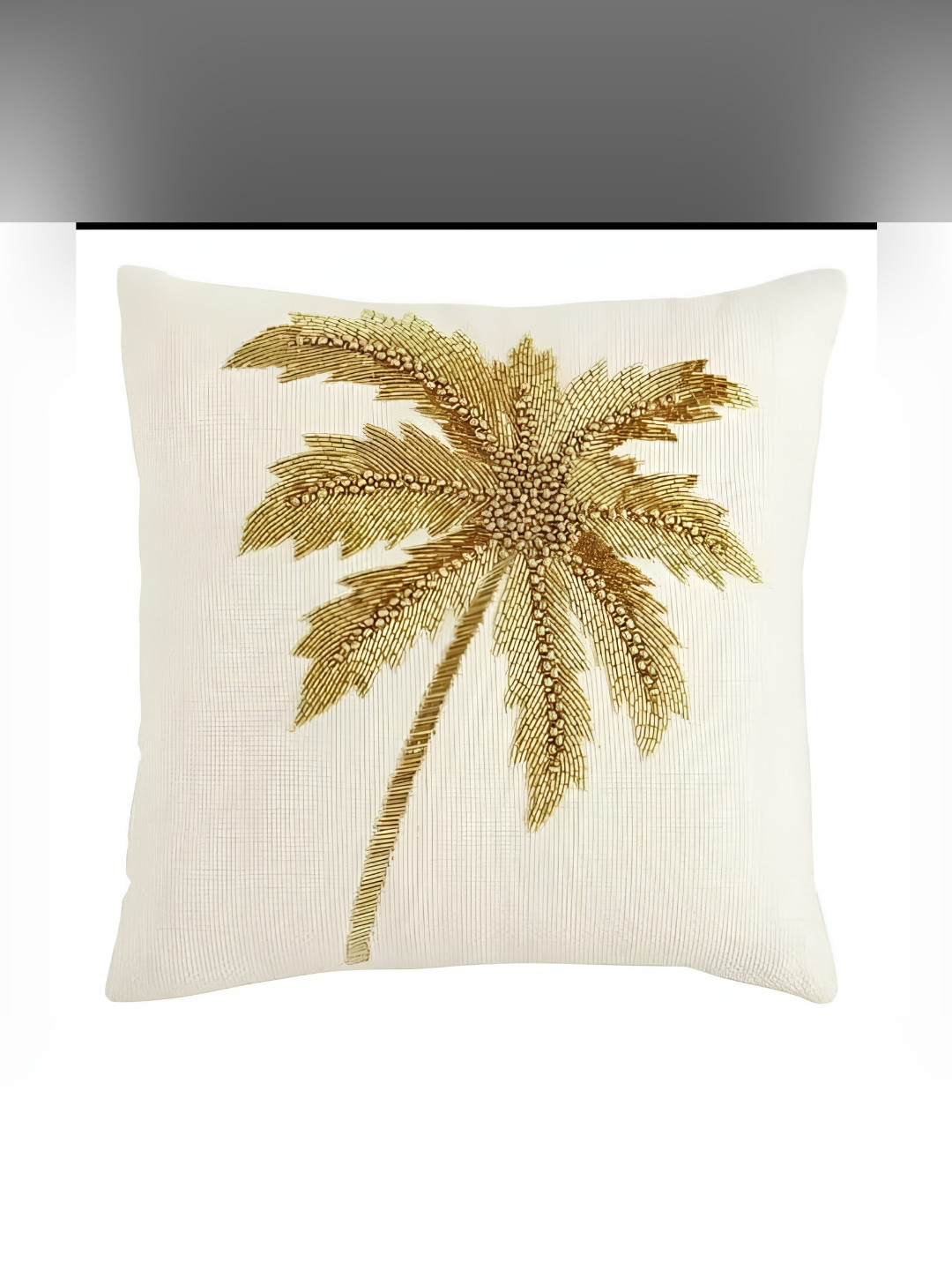 YWULY White Embellished Silk Lightweight Square Cushion Cover -16x16In