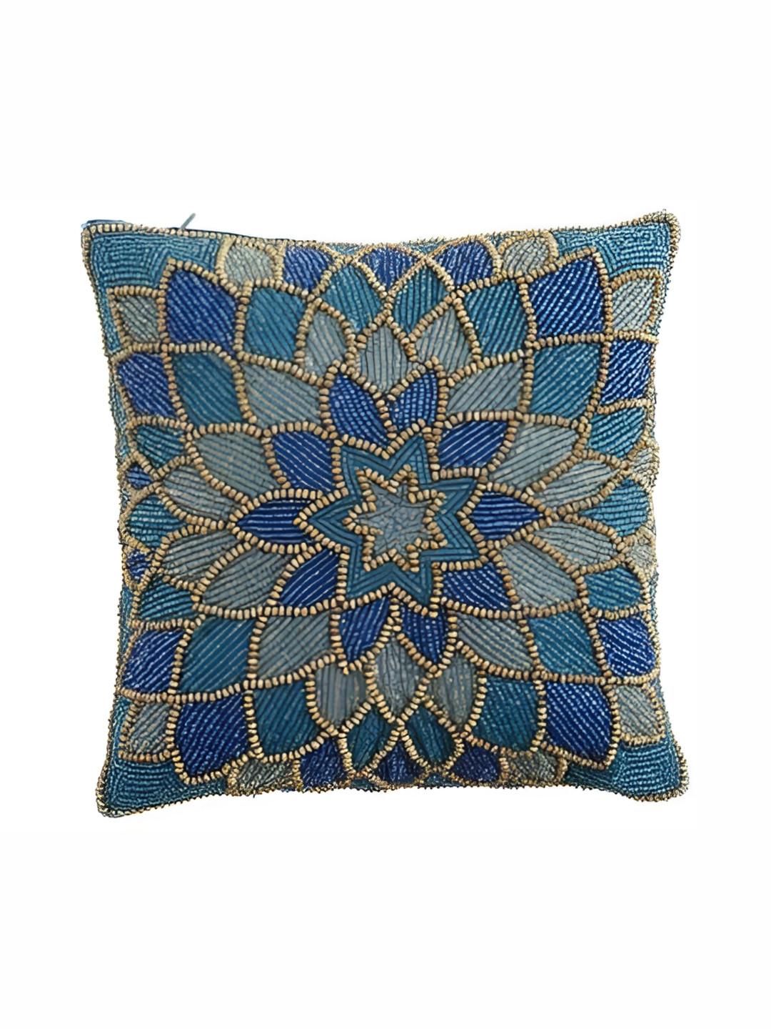 YWULY Blue & Grey Embellished Square Cushion Covers