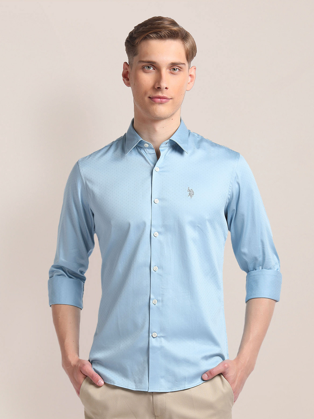 U.S. Polo Assn. Regular Fit Long Sleeves Cotton Opaque Casual Shirt