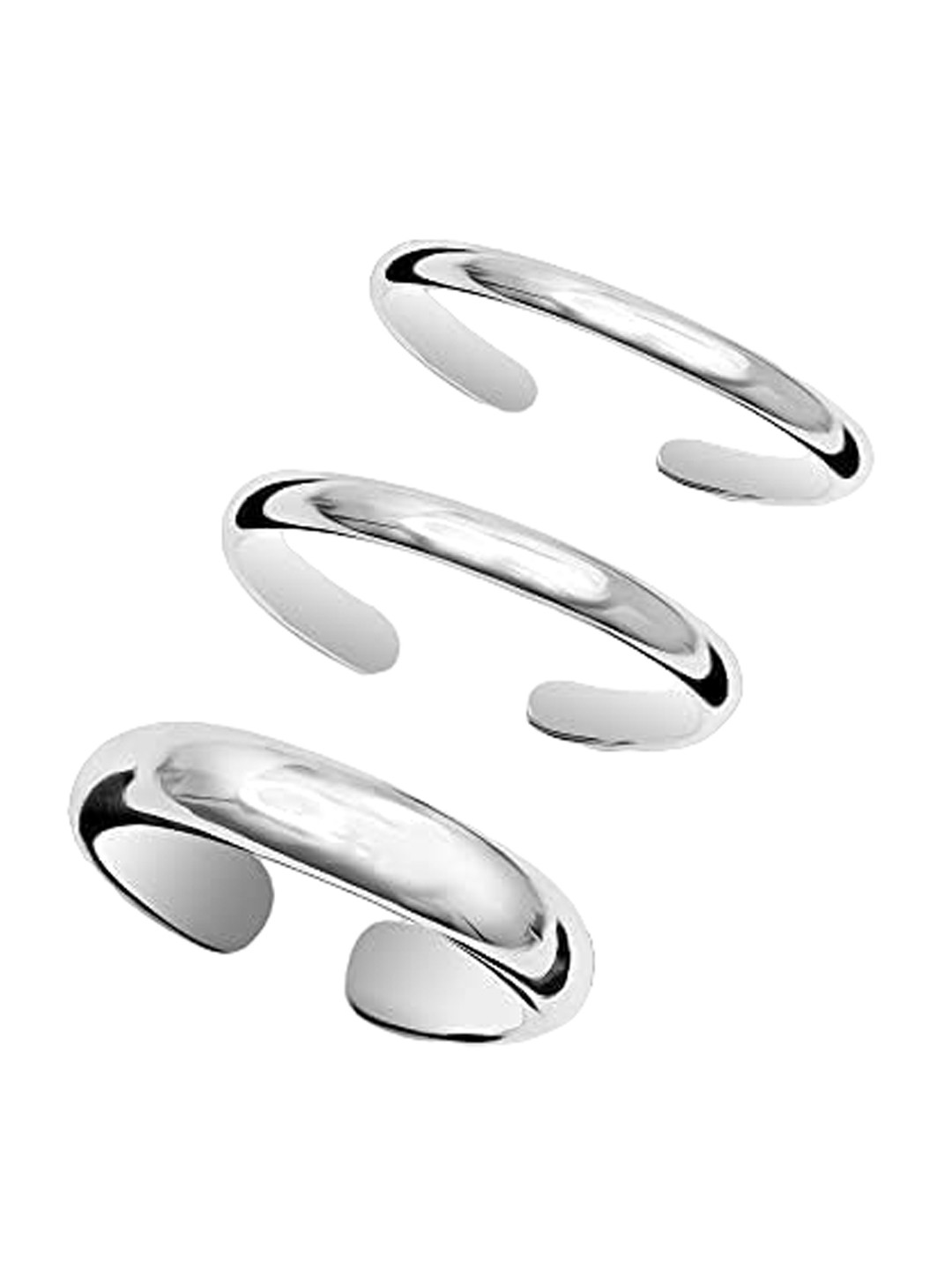 LeCalla Set Of 3 Silver Plated 925 Sterling Silver Toe Rings