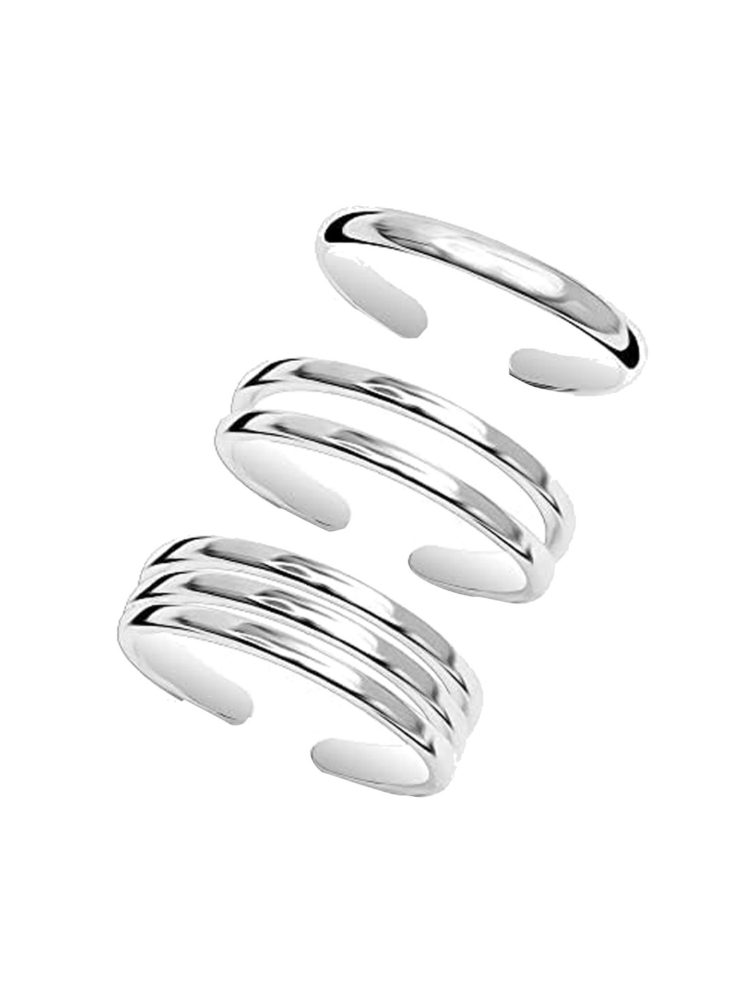 LeCalla Set Of 3 Silver Plated 925 Sterling Silver Toe Rings