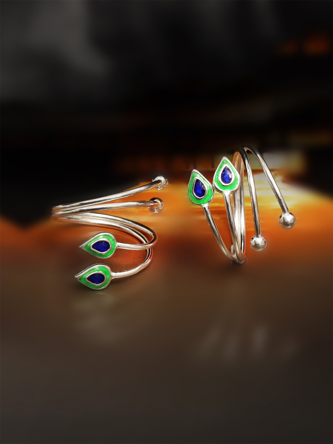 LeCalla Silver Plated 925 Sterling Silver Toe Rings